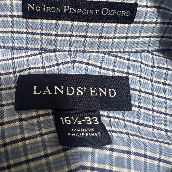 Lands' End Men's Blue Checkered Shirt - Picture 5 of 12